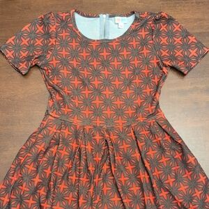 LuLaRoe Amelia Red and Black Geo Dress